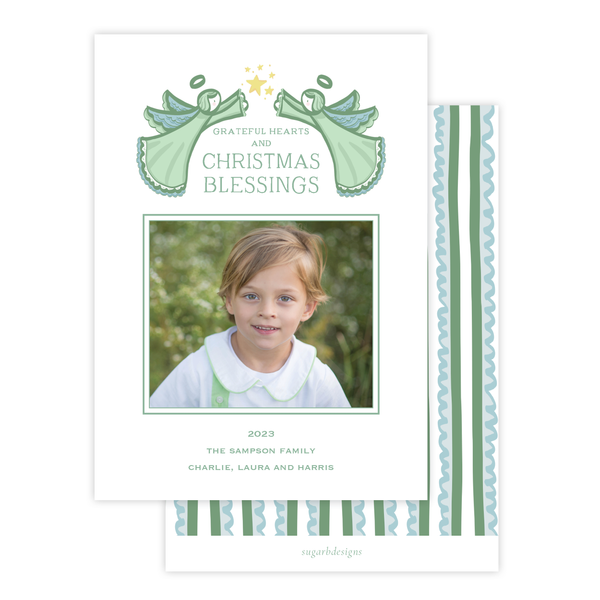 Blessing Angels Christmas Card, One Photo on Back