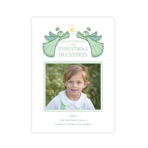 Blessing Angels Christmas Card, One Photo on Back