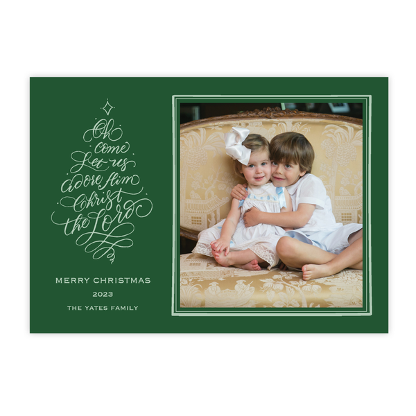 Calligraphy Tree Green Christmas Card