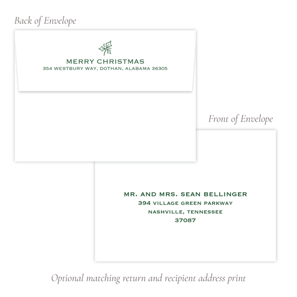 Calligraphy Tree Green Christmas Card