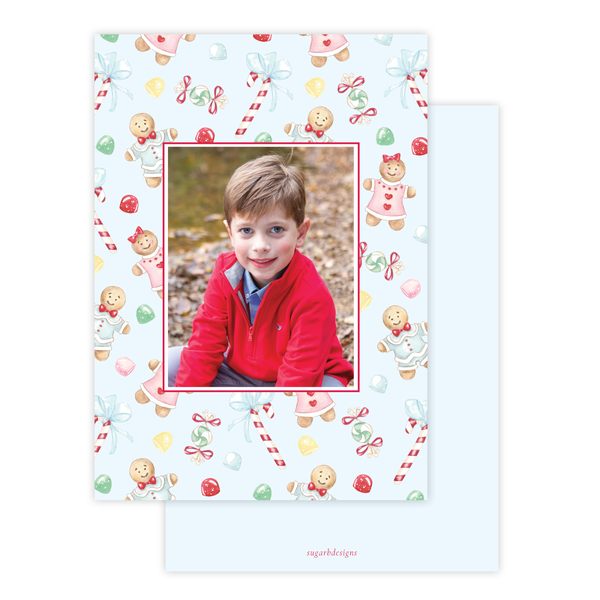 Colorful Gingerbread Christmas Card in Blue by Sugar B Designs