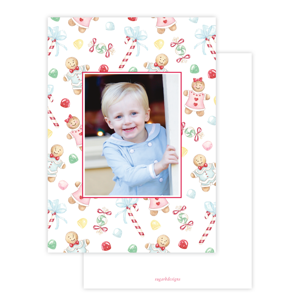 Colorful Gingerbread Christmas Card in White by Sugar B Designs