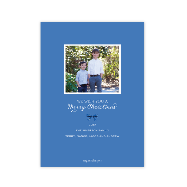 Denson Blue Border Portrait Christmas Card