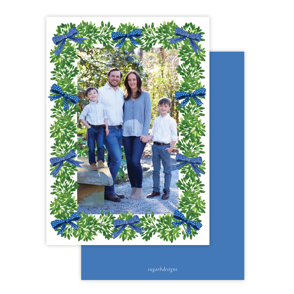 Denson Blue Border Portrait Christmas Card