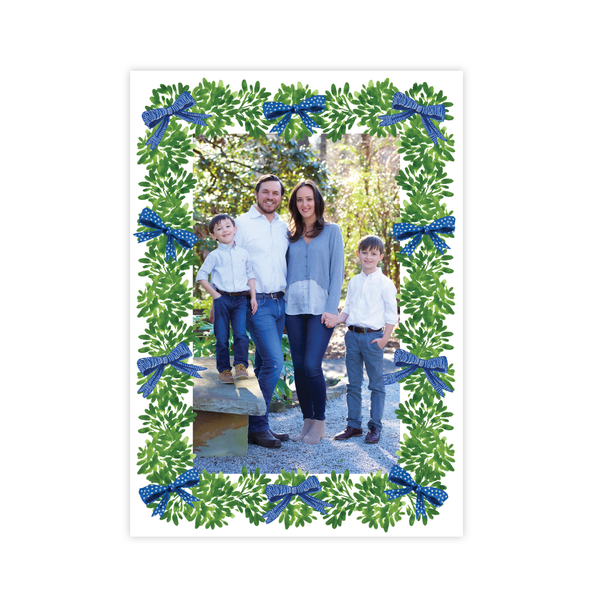 Denson Blue Border Portrait Christmas Card