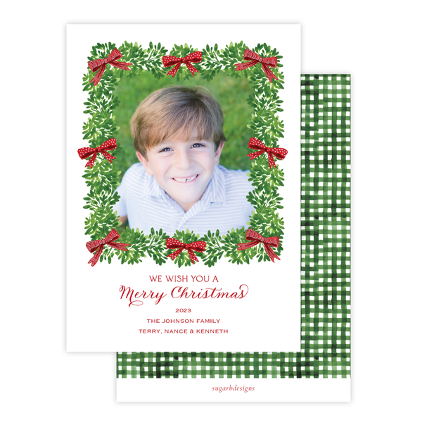 Denson Border Gingham Portrait Christmas Card