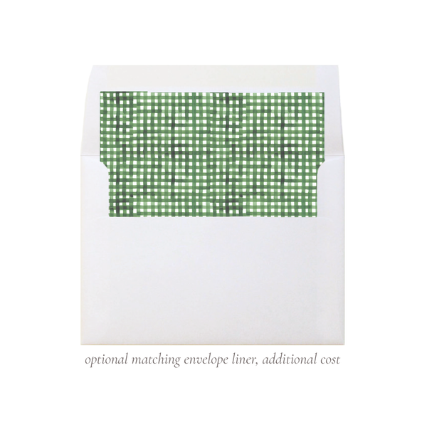 Denson Blue Border Gingham Portrait Christmas Card