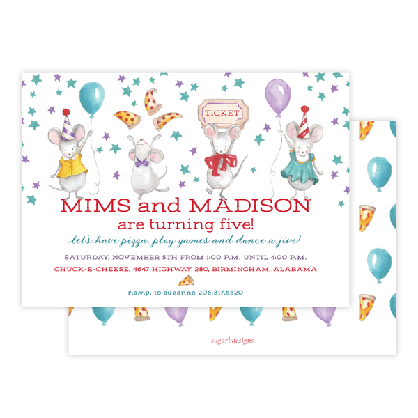 Dancing Mice Birthday Invitation