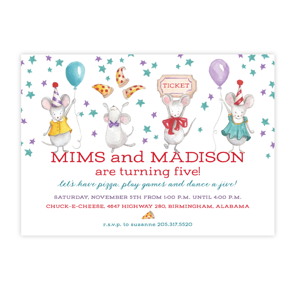 Dancing Mice Birthday Invitation