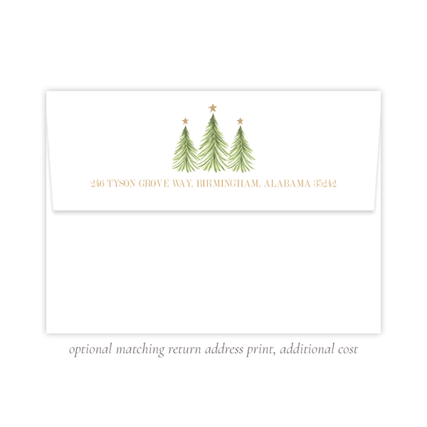 Hagan Tree Border Pink Christmas Card Portrait