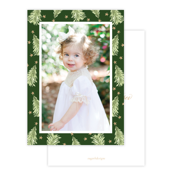 Hagan Tree Border Green Christmas Card Portrait