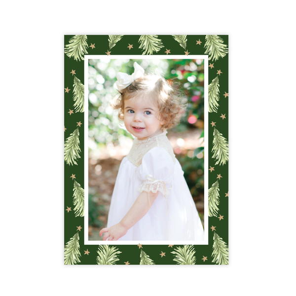 Hagan Tree Border Green Christmas Card Portrait