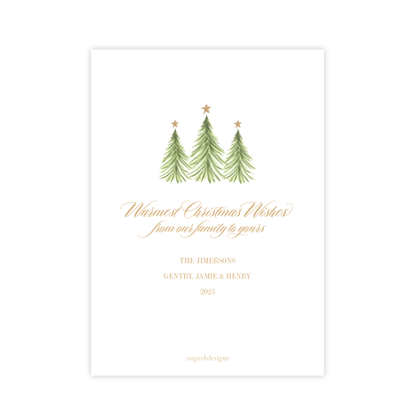 Hagan Tree Border Blue Christmas Card Portrait