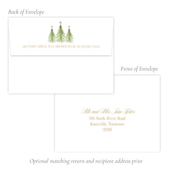 Hagan Tree Border Pink Christmas Card Portrait