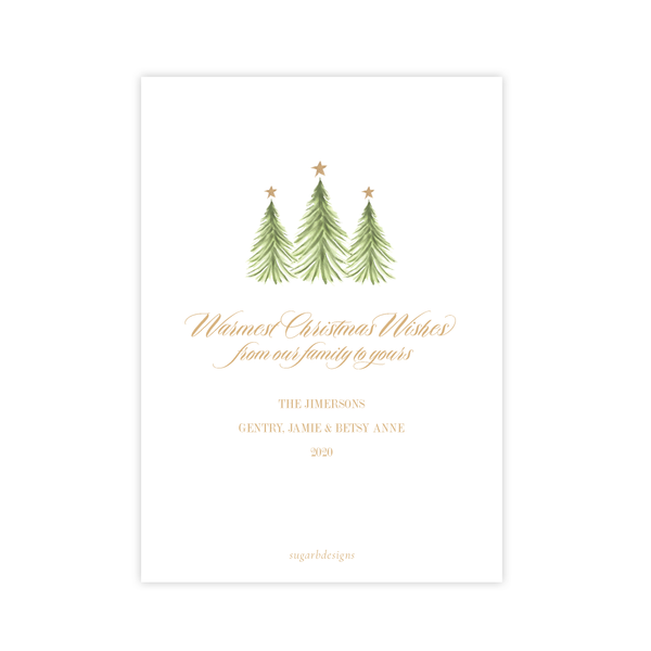 Hagan Tree Border Pink Christmas Card Portrait