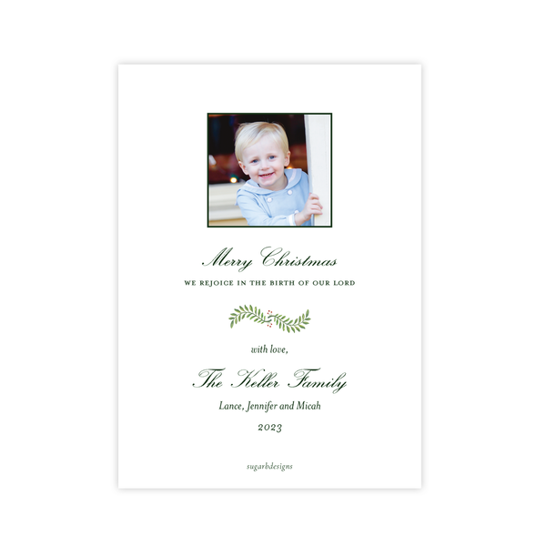 Melville Branch Border Green Christmas Card