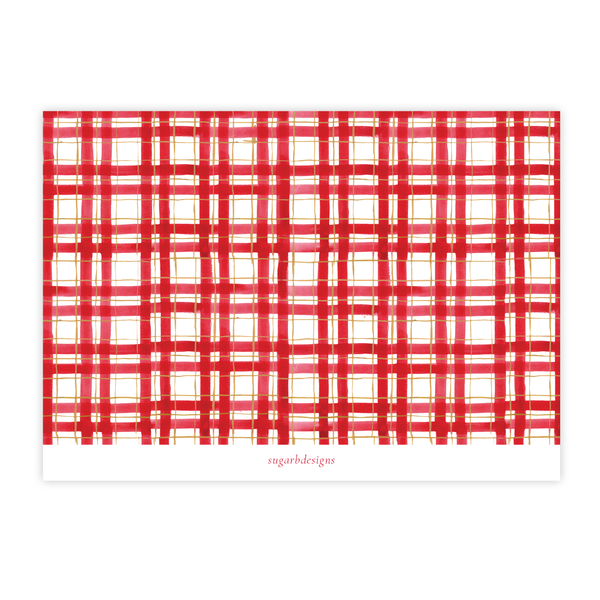 Nutcracker Royal Wreath Plaid Landscape Christmas Card back by Sugar B Designs