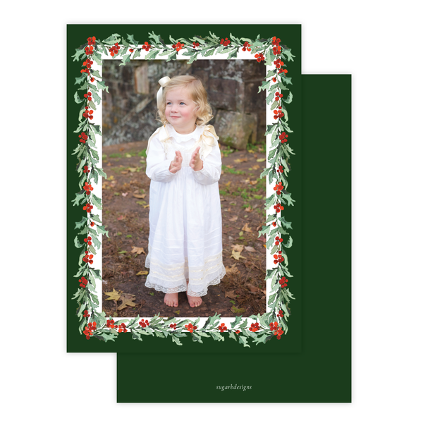 Parish Holly Border Portrait Christmas Card