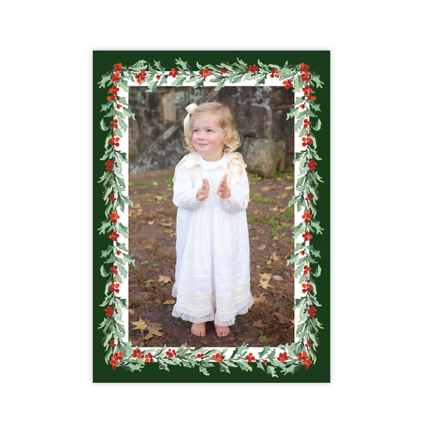 Parish Holly Border Portrait Christmas Card
