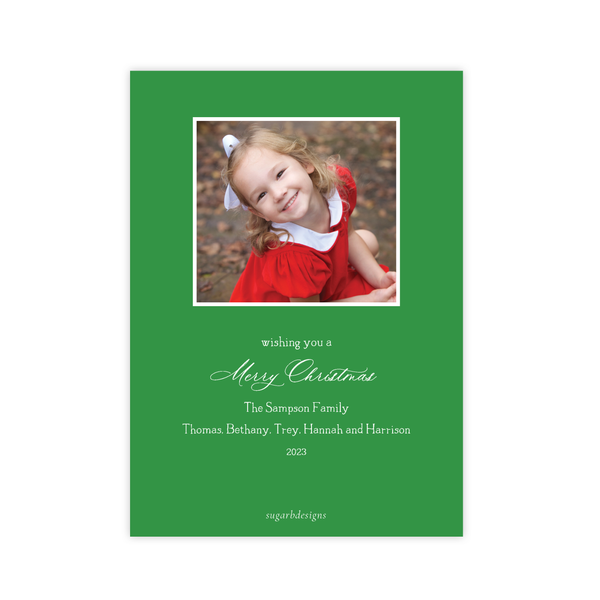Powell Ornament Red and Green Christmas Card