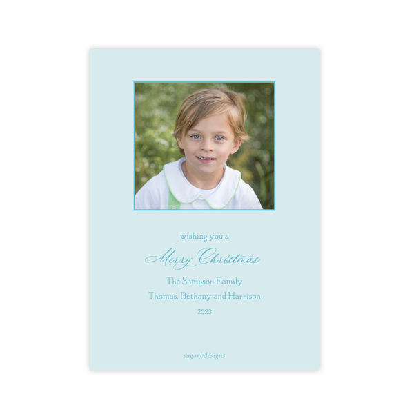 Powell Ornament Teal Christmas Card