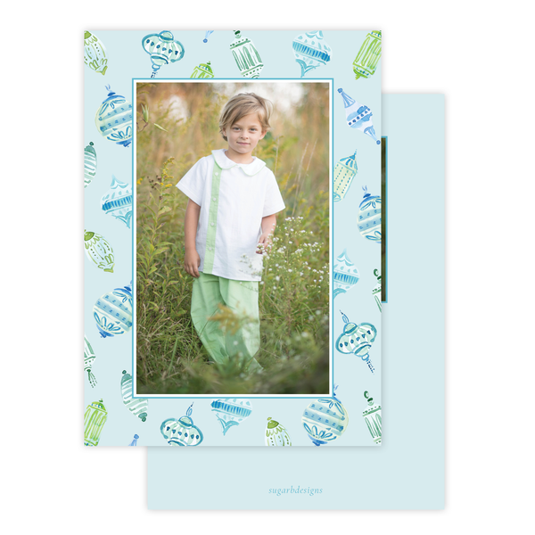 Powell Ornament Teal Christmas Card