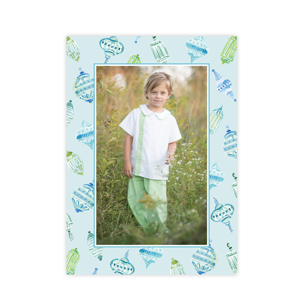 Powell Ornament Teal Christmas Card