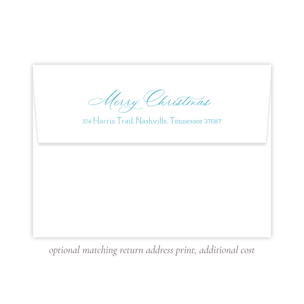 Powell Ornament Teal Christmas Card