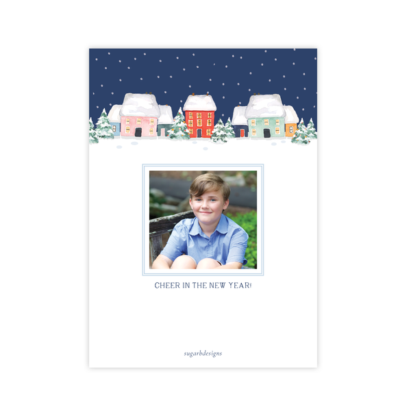 Snowy Days Navy Christmas Card
