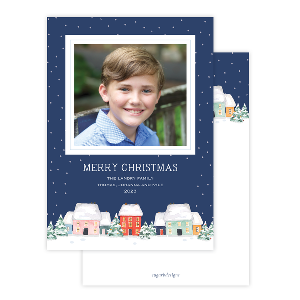 Snowy Days Navy Christmas Card