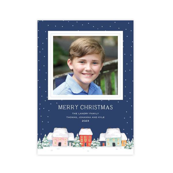 Snowy Days Navy Christmas Card