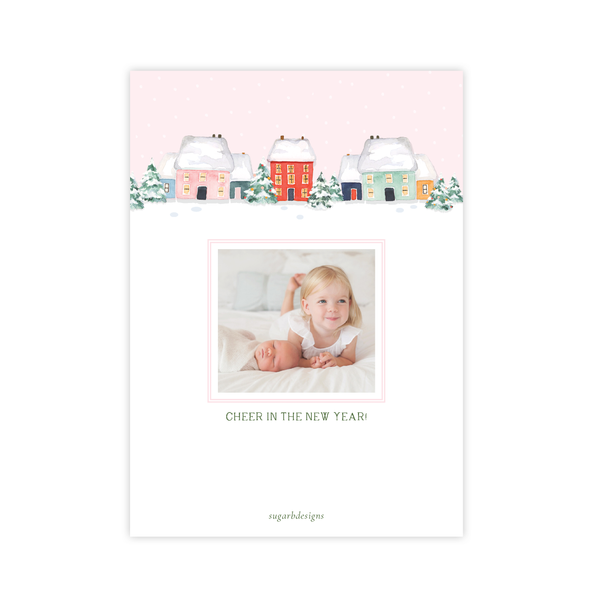 Snowy Days Pink Christmas Card