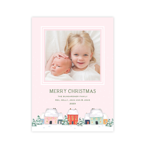 Snowy Days Pink Christmas Card