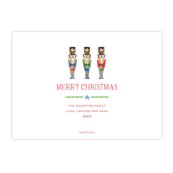 Stars and Nutcrackers Landscape Border Christmas Card