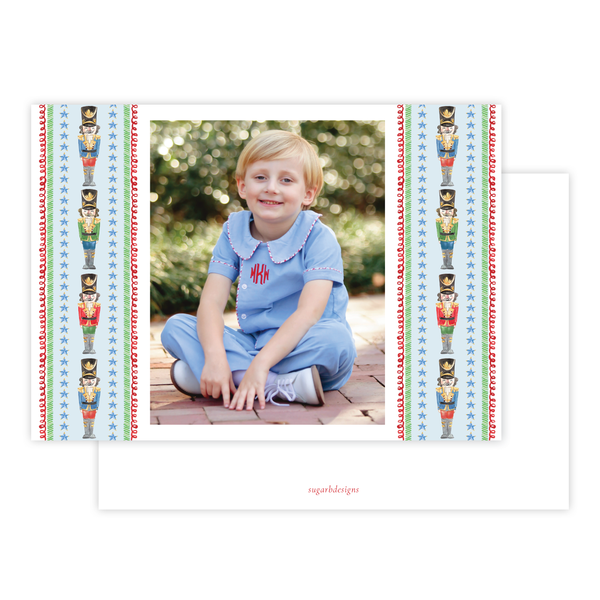 Stars and Nutcrackers Landscape Border Christmas Card
