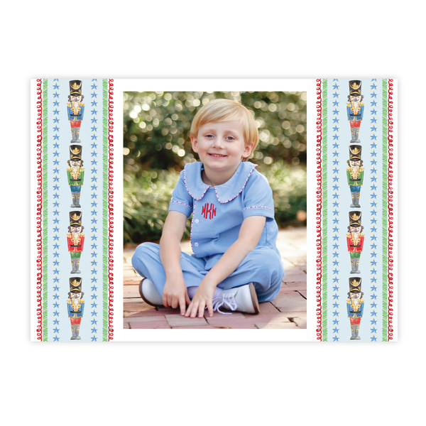 Stars and Nutcrackers Landscape Border Christmas Card