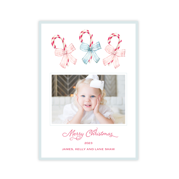 Sweet Treats Blue and Pink Christmas Card Portrait