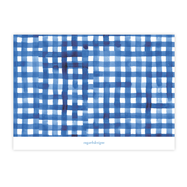 Thompson Lane Blue Gingham Landscape Christmas Card
