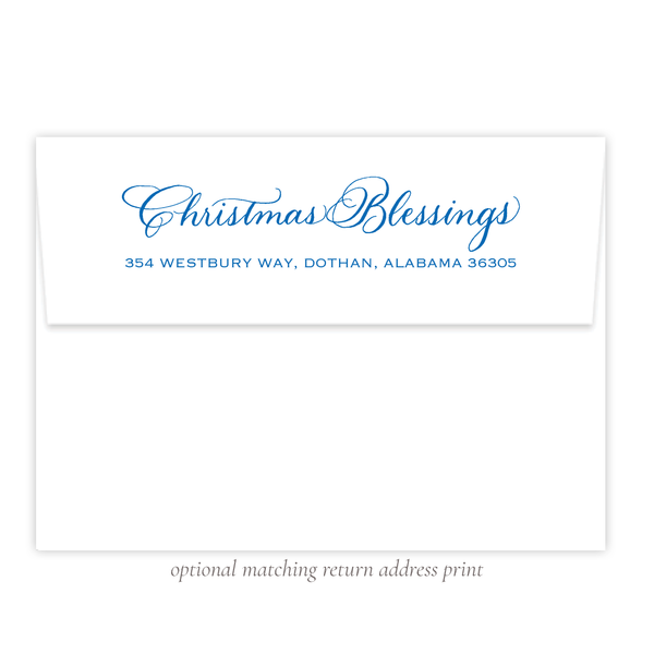 Thompson Lane Blue Gingham Landscape Christmas Card