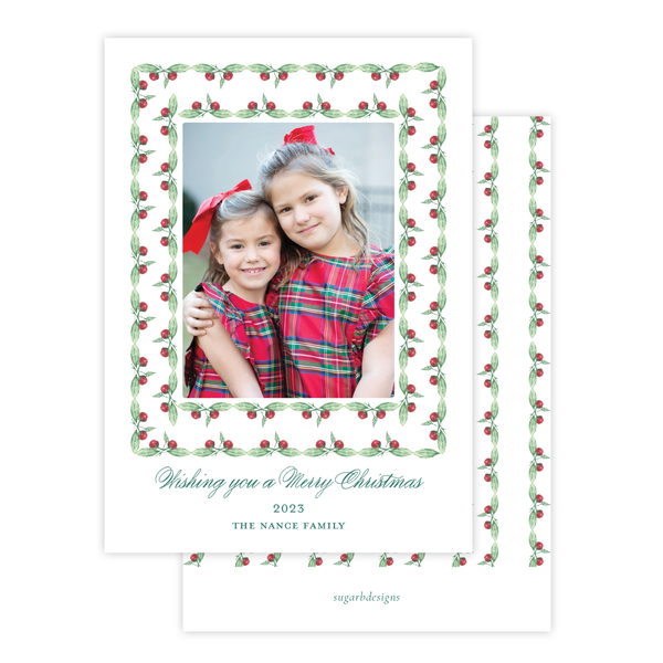Warne Wreath Border Portrait Christmas Card