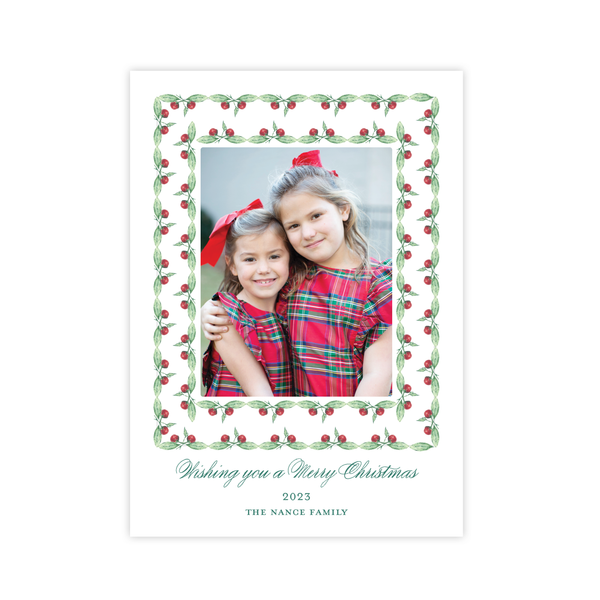 Warne Wreath Border Portrait Christmas Card