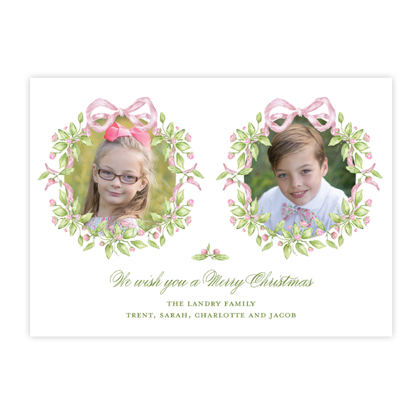 Warne Wreath Pink Landscape Christmas Card