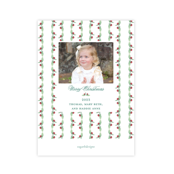 Warne Wreath Full Floral Portrait Christmas Card