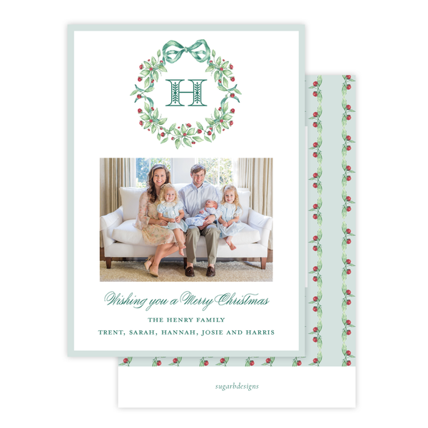 Warne Wreath Monogram Christmas Card Portrait