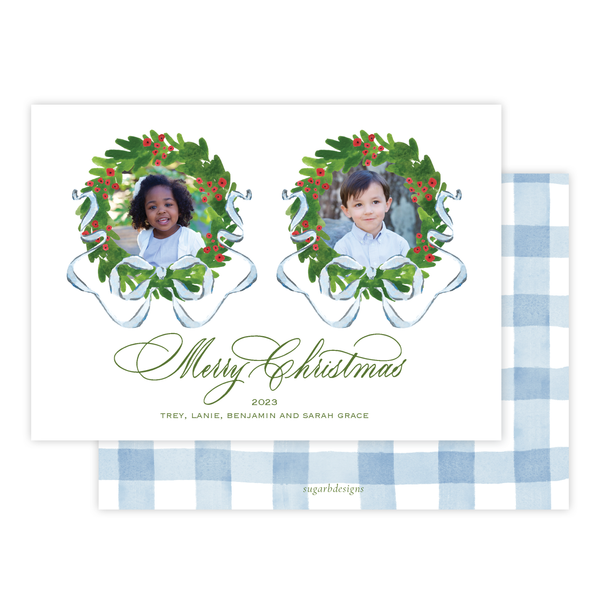 Weston Wreath Christmas Card Landscape, Two Front Photos
