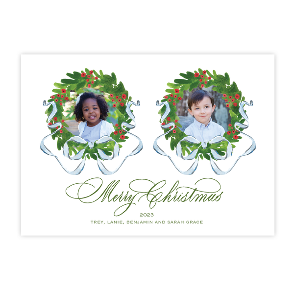 Weston Wreath Christmas Card Landscape, Two Front Photos
