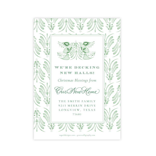 Alleluia Bird Green Change of Address Christmas Card
