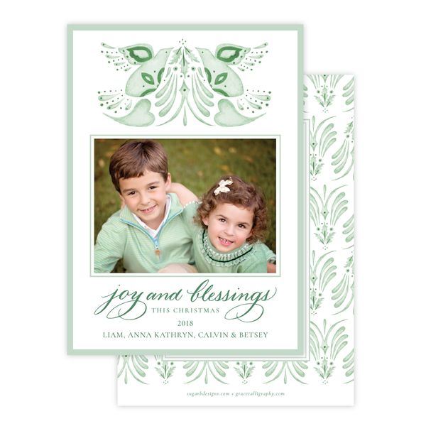 Alleluia Bird Green Change of Address Christmas Card