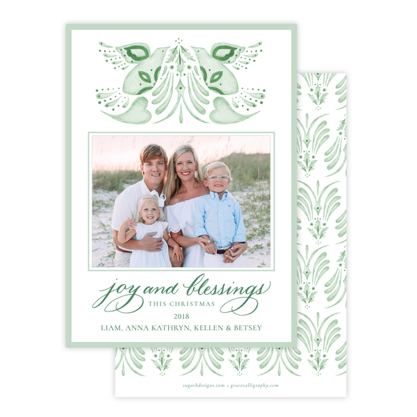 Alleluia Bird Green Vertical Christmas Card