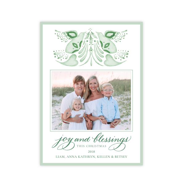 Alleluia Bird Green Vertical Christmas Card